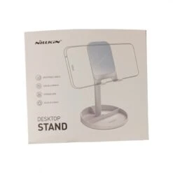 SUPPORTO CELLULARE DA SCRICAVIA BIANCO REGOLABILE DA TAVOLO CON PORTA OGGETTI